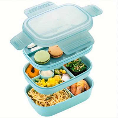 1 szt. Przenośny lunchbox, 3 piętrowe pojemniki bento na lunch dla dorosłych, nowoczesny minimalistyczny design, pudełko bento z zestawem sztućców, szczelne