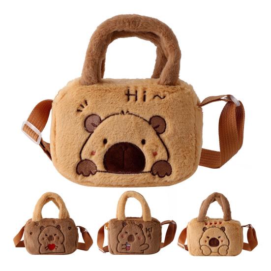 Kids Crossbody Bag Cartoon Animal Pattern Zipper Closure Adjustable Soft Shoulder Strap Handbag Wear-resistant Girl Bag