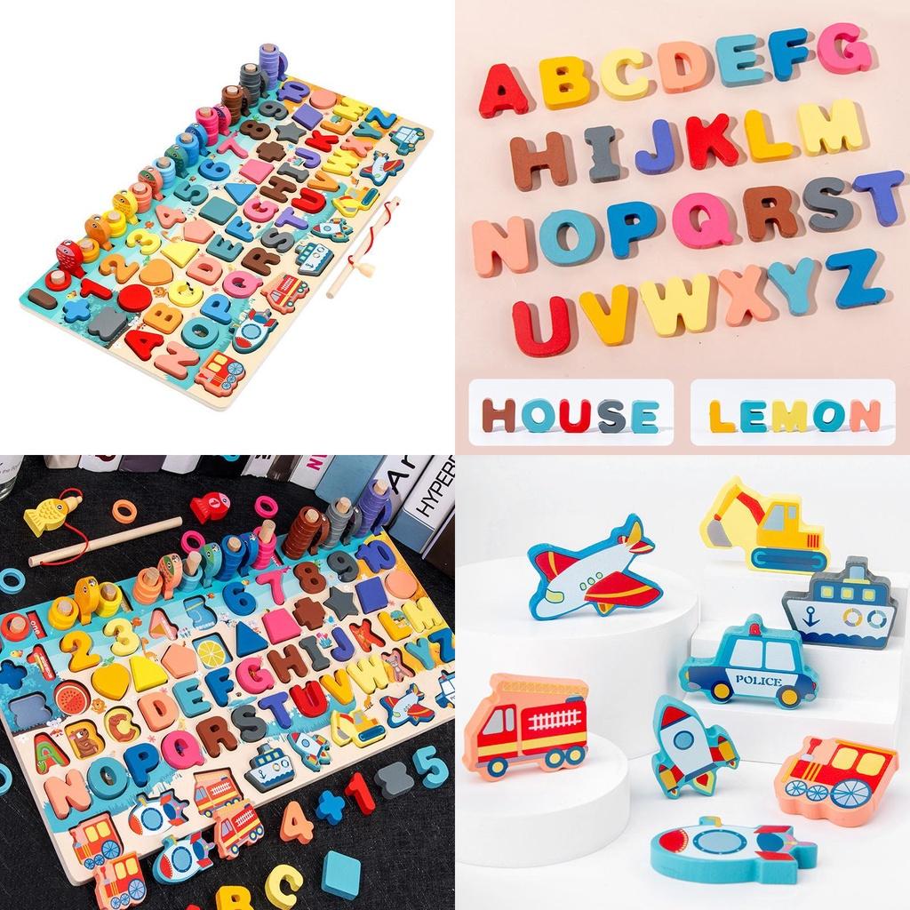 Montessori Early Education Wooden Traffic Counting Board Large Size Cognitive Math Toy For Children