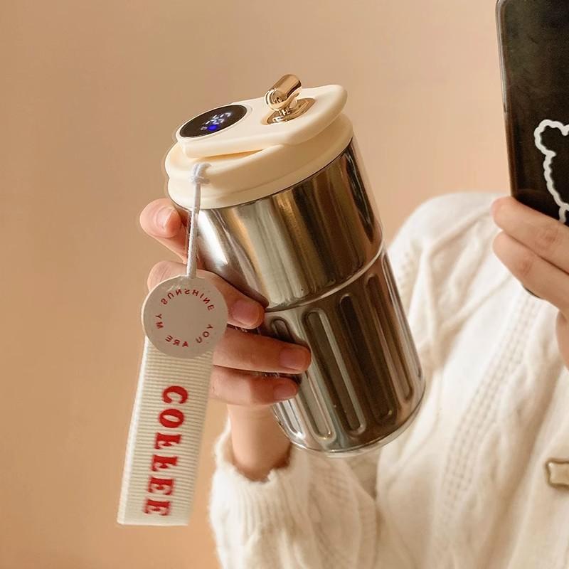 New lily of the valley 316 stainless steel coffee cup ceramic liner thermos cup large capacity high-value gift water cup