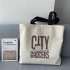Large Capacity Canvas Bag Shoulder Simple Letter Bag