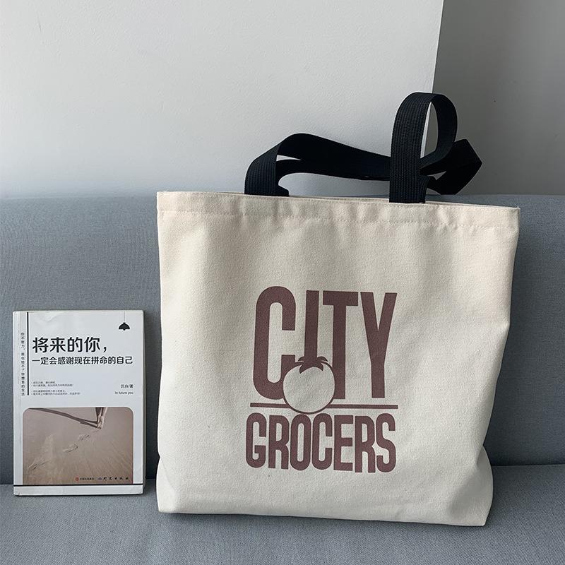 Large Capacity Canvas Bag Shoulder Simple Letter Bag