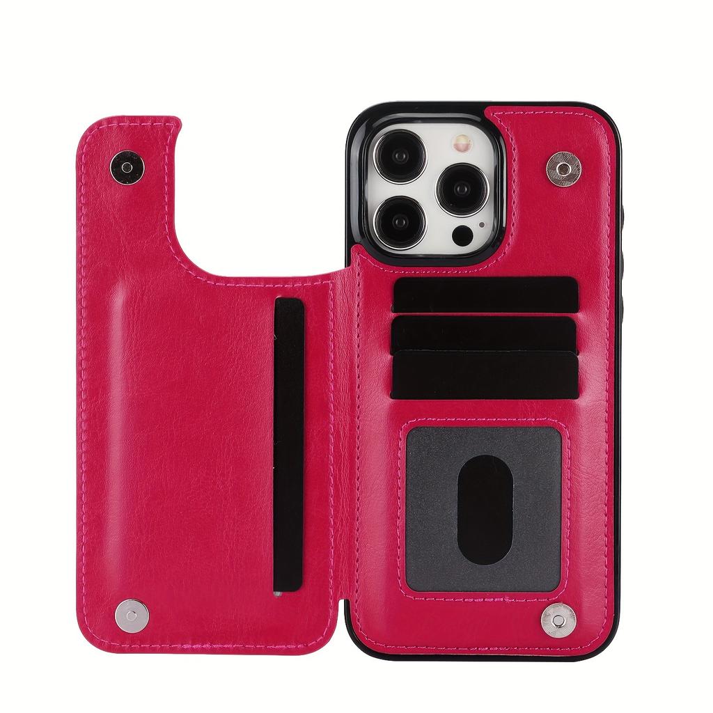 Handytasche, Brieftaschen-Handyhülle mit Kartenhalter, PU-Lederhülle mit Ständer und Kartenfächern, doppeltem Magnetverschluss und langlebiger, stoßfester Hülle für das iPhone
