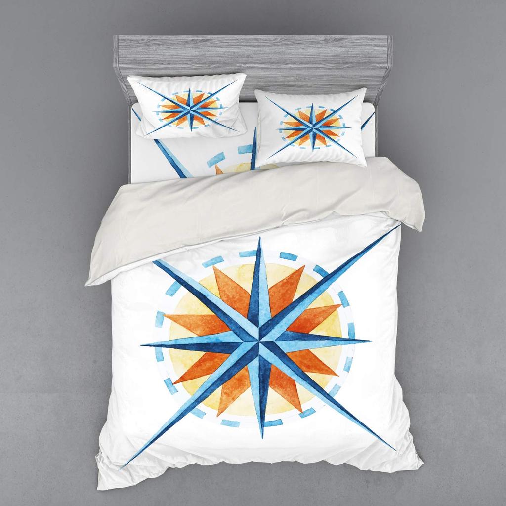 Povlaky na peřinu s kompasem pro teenagery Velikost Queen Twin Lehký péřový povlak na přikrývku Dekorace pokoje 2 povlaky na polštář 1 povlak na peřinu Bez přikrývky