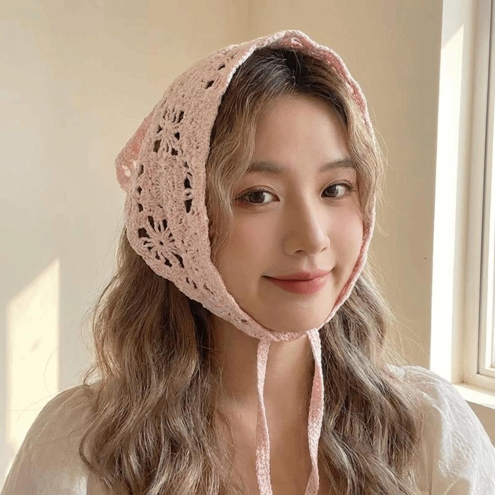 Pastoral Style Triangle Turban French Hollow Out Hair Band Retro Women Hair Scarf  Summer
