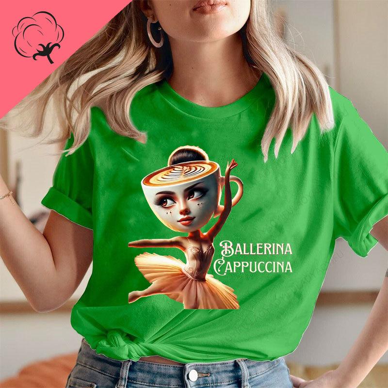 

Ropa De Mujer Ballerina Cappucina Funny Tee Italian Brainrot T Shirt Personality Women Clothing Top Women Cotton Graphic Shirts S