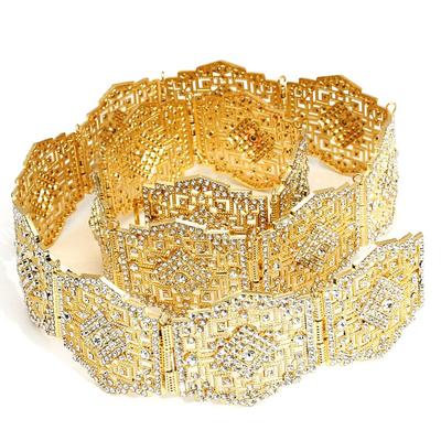 Gold Color Elegant Metal Waist Belt Body Chain For Women Crystal Ethnic Wedding Jewelry
