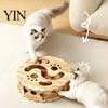 Sturdy Cat Maze Toy Interactive with Rolling Balls, Durable Density Board Scratching Indoor Pet Enrichment Toys Toy, Anxiety Relief Wooden Track