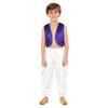 Kinder 2-teilige arabische traditionelle Kleidung Offene Weste mit goldenem Besatz und lockere Hose mit elastischem Bund für Karneval Kostüm