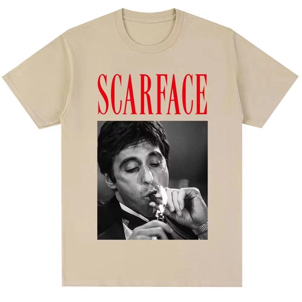 Scarface Movie Al Pacino Same Style T-shirt, Unisex Retro Hip Hop Loose Cotton Casual Streetwear Fashion T-Shirt