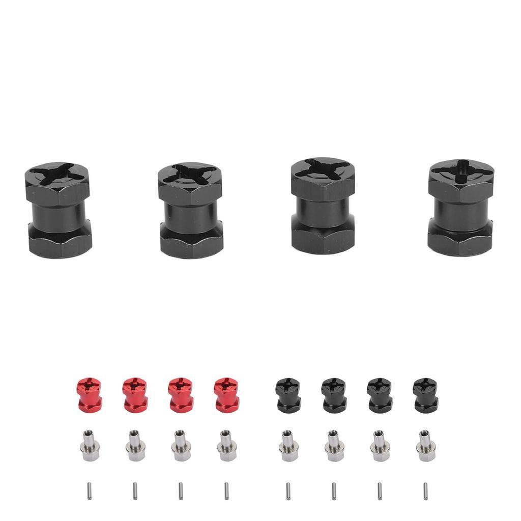 4PCS RC Wheel Hex Spacers 12mm Dia 15mm Length Hex Hub Extenssion with Metal Locking Lug Nut and Loc
