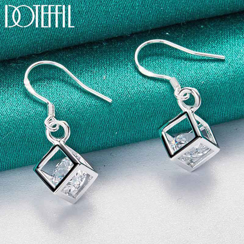 Pendientes de circonitas AAA cuadradas, joyería de moda en plata