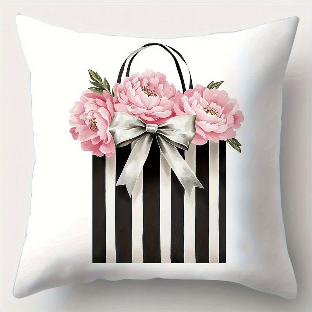 Bag And Perfume Bottle Patterns Single-Sided Printing Short Plush Suitable Living Rooms Bedrooms Sofas (Excluding Pillow Cores)