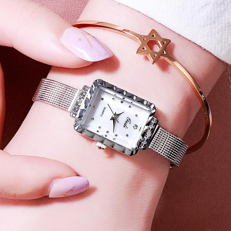 Fashion Mesh Belt Women'S Watch Square High-End Fritillary Watch Waterproof Quartz Women'S Watch