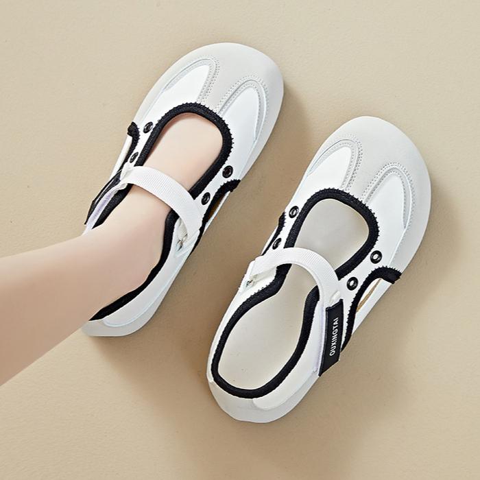 

Summer breathable Velcro flat bottomed round toe casual shoes 35 синій