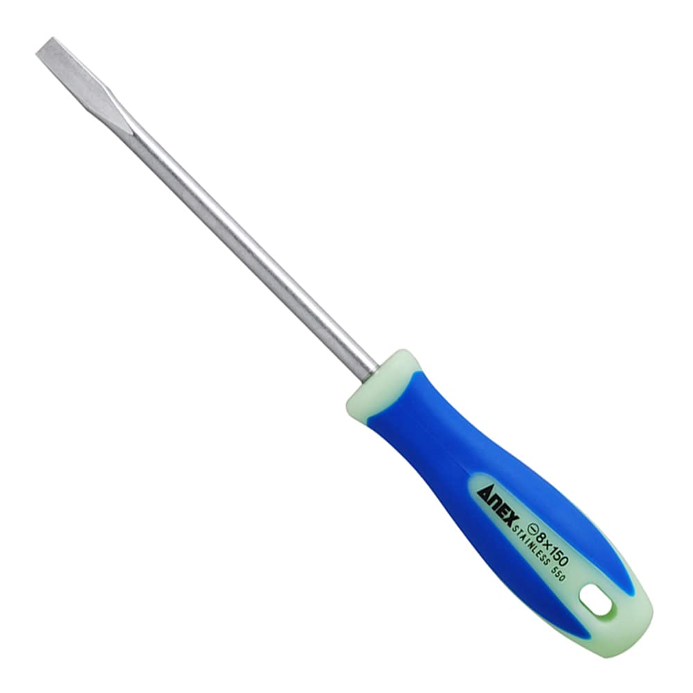 ANEX Stainless Steel Luminous Handle 8 x 150 1505 Screwdriver, Shank, - mm, No.