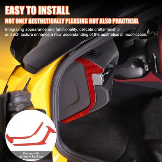 For Toyota Supra 19-24 Red Carbon Fiber Interior Door Anti-collision Cover Trim