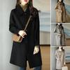 Women Winter Overcoat Turn-down Collar Pockets Pure Color Single-breasted Cardigan Loose Fit Coat Thermal Long Sleeves Commuting Dating Winter Coat