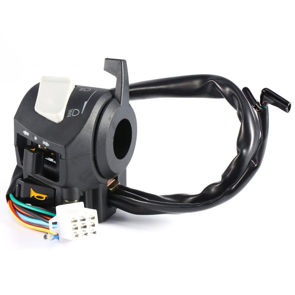 Qiilu Handle Switch Left and Right Set 7/8 Inch Hazard Switch Glass Tracker for Motorcycles Left and Right Set