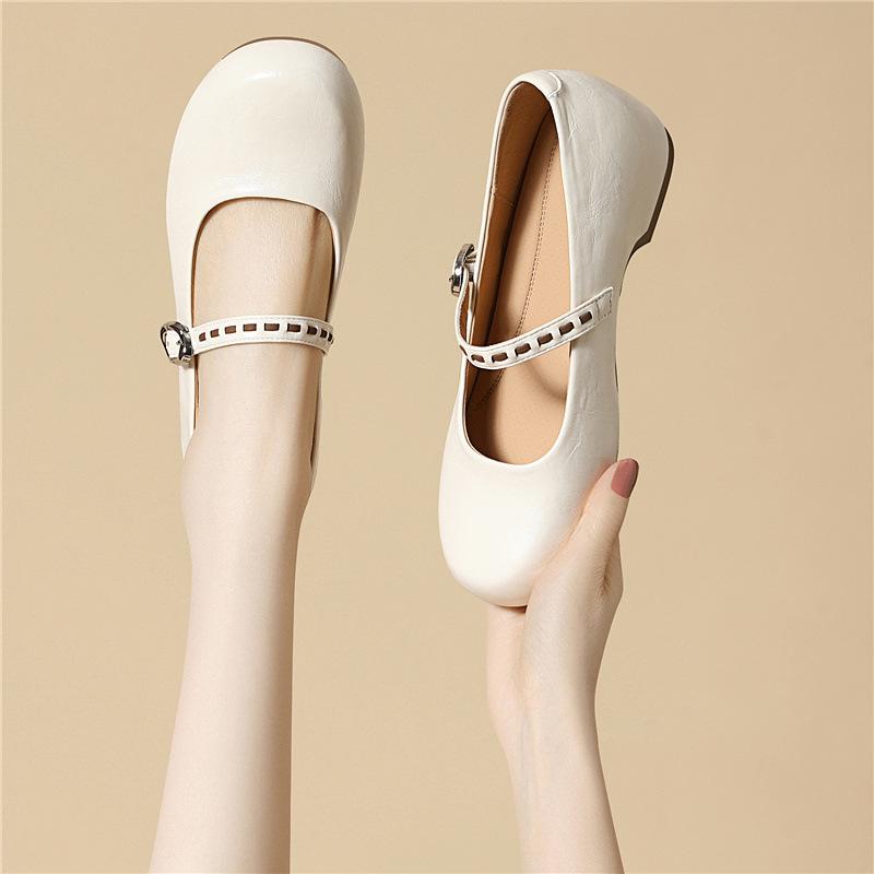 

Hepburn style black Mary Jane small leather shoes, high-end sense, professional commuting single shoes, versatile new thick heel shallow mouth 35