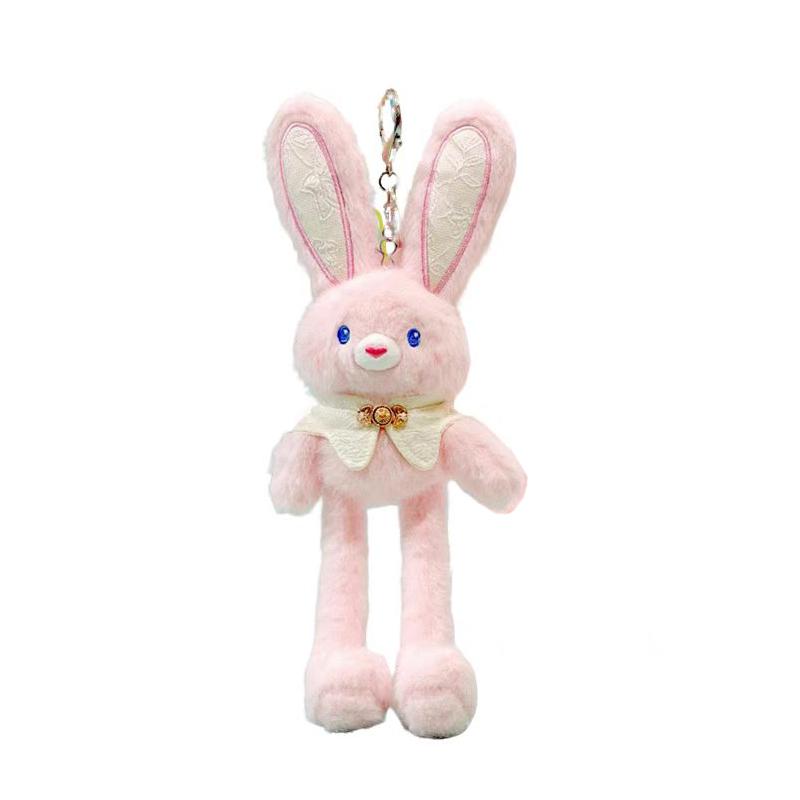 30cm Pull-Out Rabbit Keychain Plush Toy Cute Soft Stuffed Animal Bunny Doll Creative Backpack Clutches Pendant Kid Girl Boy Gift