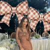2Pcs /12Pcs New 18inch Bow Foil Balloon 38inch Cream Bow Aluminum Foil Balloons Brown Plaid Balloon Decoration Baby Shower