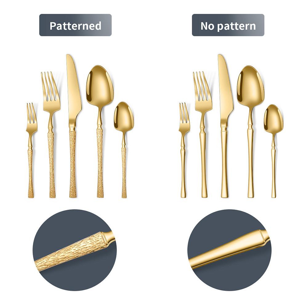 20/30pcs Dinnerware Set Stainless Steel Tableware Hammer Pattern Handle Knife Fork Coffee Spoon Flatware Dishwasher Safe Cutlery