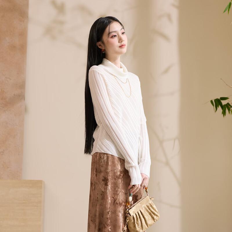 Sancai New Chinese Style Textured Pullover Knit Sweater