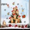 Cat Christmas Tree Decals Static Window Clings, Orange Glass Stickers, Santa Hat Kitten Winter Holiday Ornaments Xmas Decals, Reusable Festive