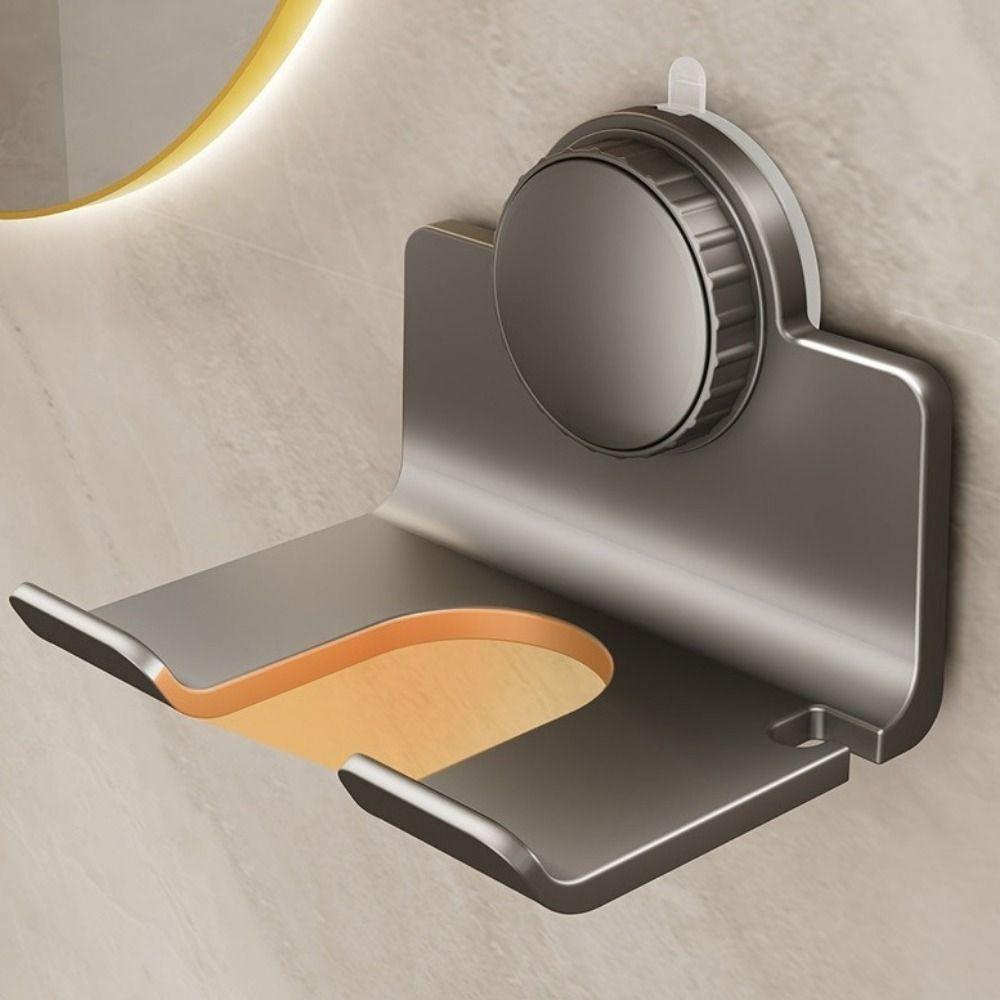 Punch Free Suction Cup Hair Dryer Holder Space Aluminum Hair Blow Dryer Holder  Bathroom