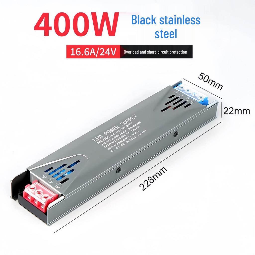 Ultra-thin Silent LED Power Supply: Black Diamond 12V/24V Light Strip Transformer