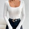 IHUASU Women's Fall Niche Slim Square Neck Long Sleeve T-Shirt