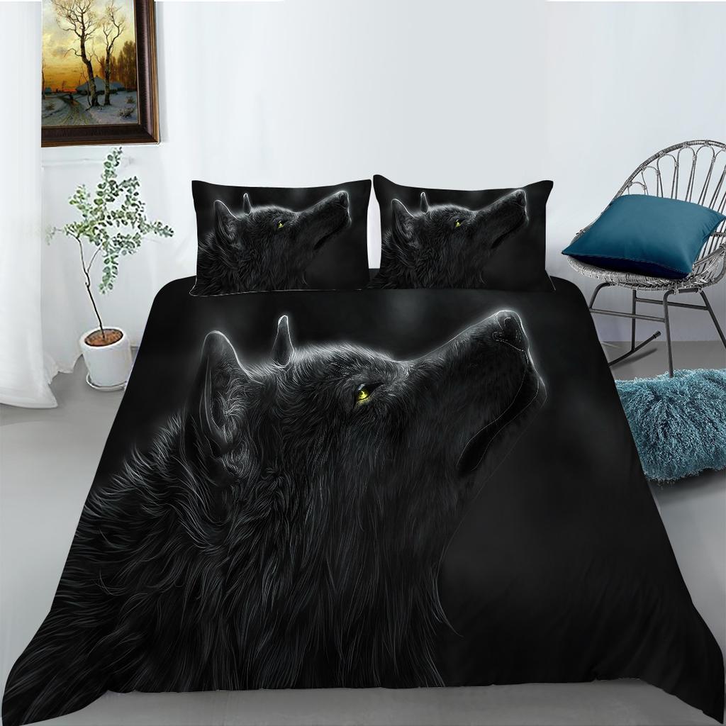 Animal 3D Digital Printing Wolf Series Bedding Two Three Piece Set Polyester