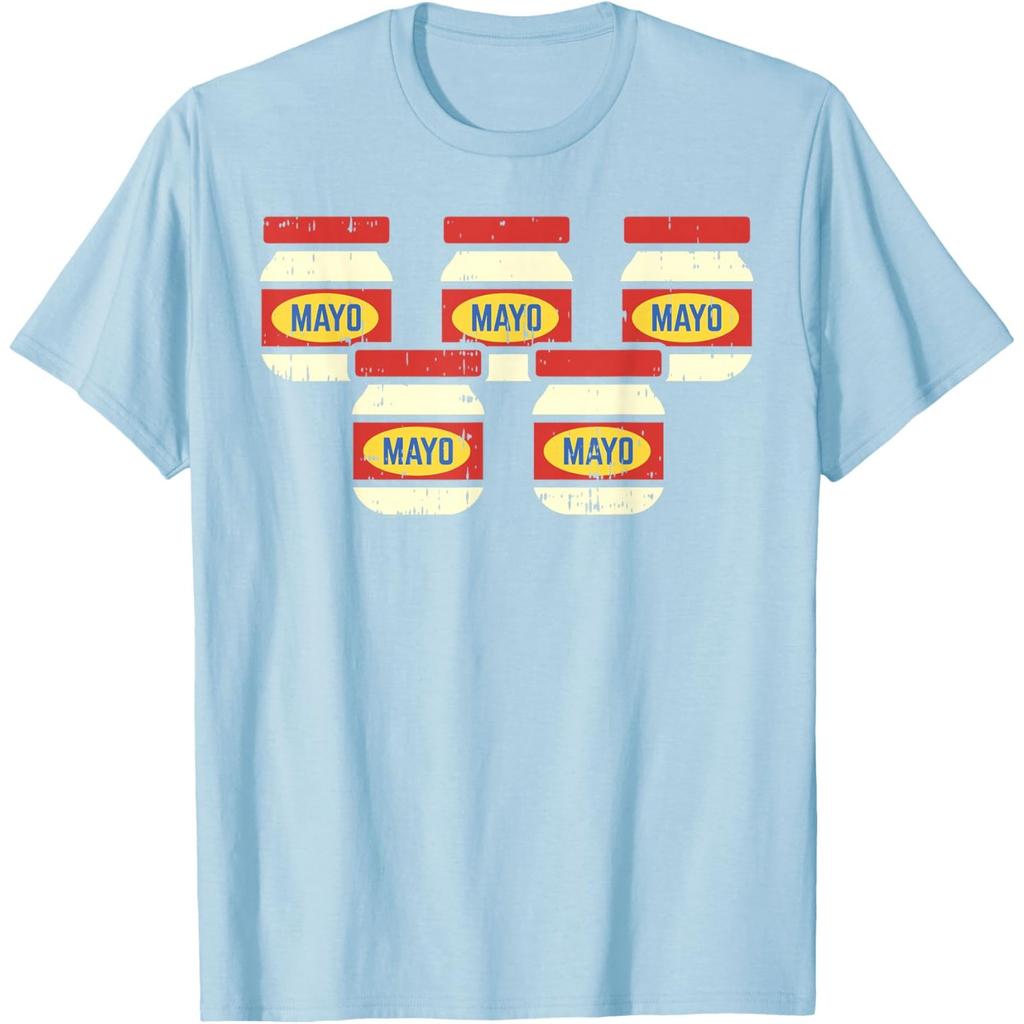 Funny Mayo Jar Five Pack Distressed Graphic Tee Retro Foodie T-Shirt Casual Cotton
