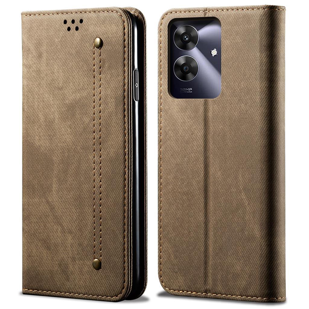 For Realme Note 60/Narzo N63 4G/C61 (India) 4G/Note 60x 4G/C63 4G/C61 4G Case Jeans Cloth Texture Leather Stand Phone Cover