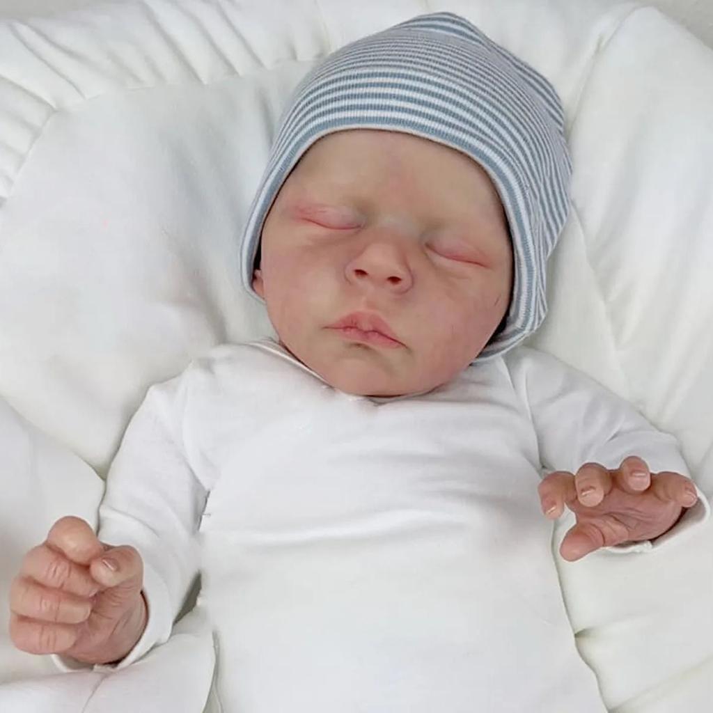 BZDOLL 50cm 20inch Soft Vinyl Sleeping Reborn Baby Doll with 3D-Paint Skin and Soft Cloth Body Toy for Girl Kids Gift Like Real Art Newborn Bebe