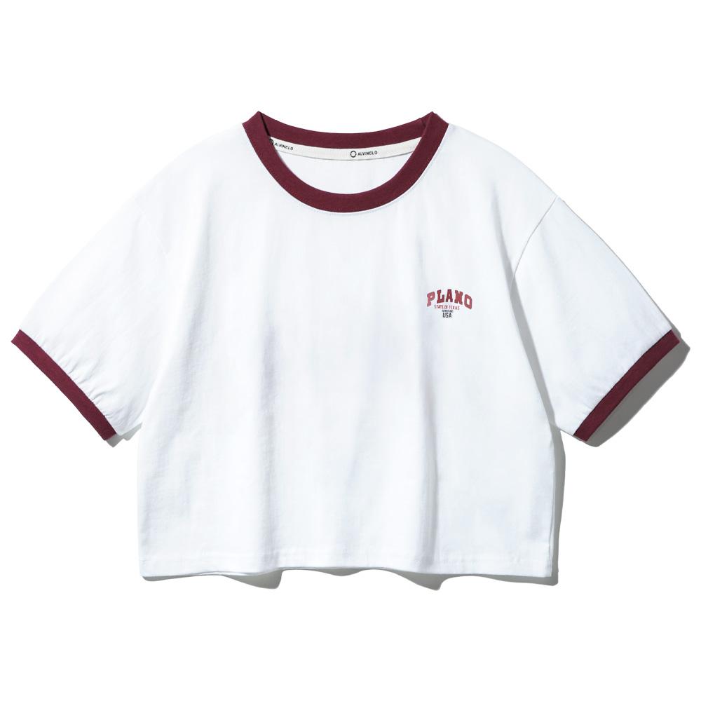 ALVINCLO [Women'S] Plano Color Block Crop Short Sleeve Tee Ast4877 (3 Colors)