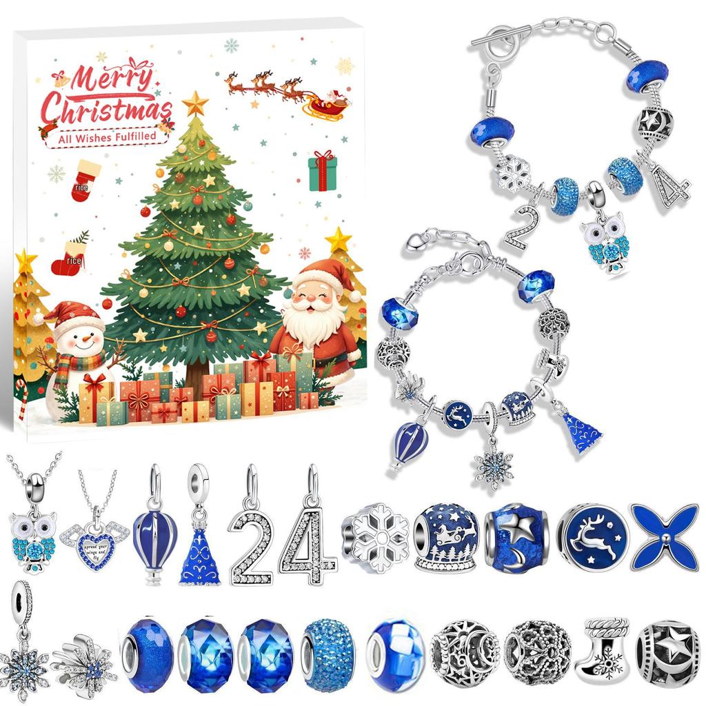 European & American DIY Christmas Cartoon Snowman Crystal Beaded Bracelet Set for Children