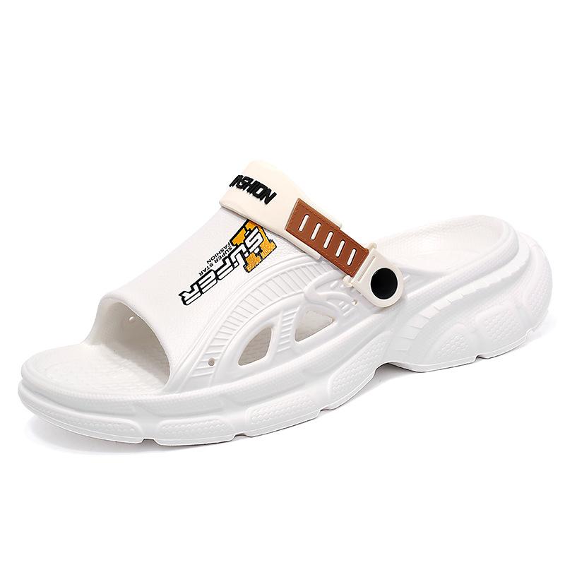 Sandals summer new men's breathable deodorant thick bottom stepping on shit feeling two wear one-word drag outdoor travel seaside tide drag