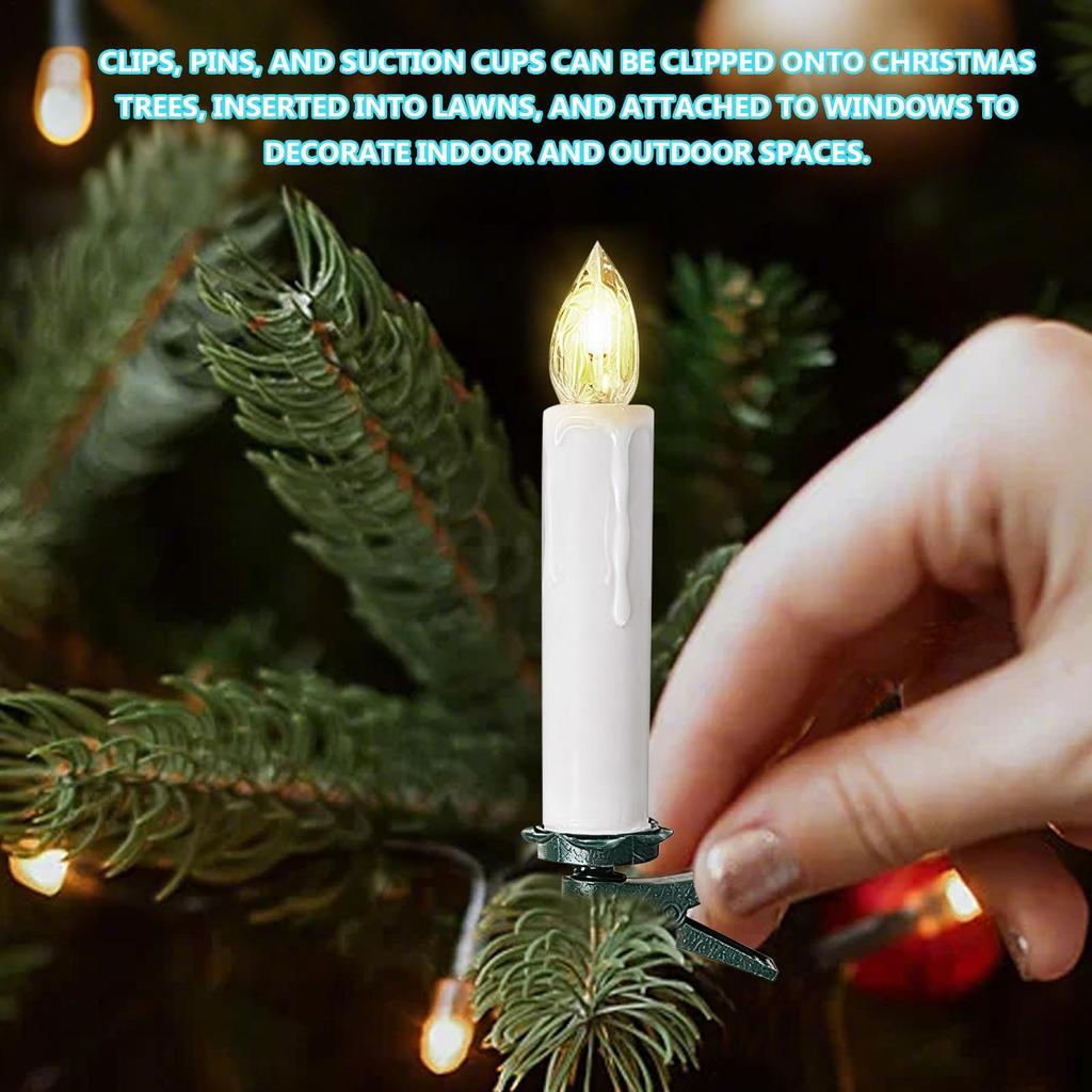 Flameless LED Taper Candles Christmas Tree Electric Candle Lights Mini Taper Clip-On Candles with Remote Timer for Holiday