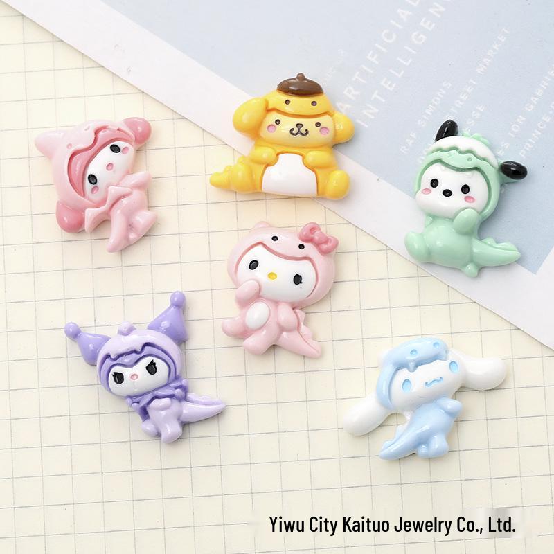 Sanrio Cartoon Accessories: Glossy Resin Stickers, Phone Case, Hair Clip, Pendant, DIY Cream Glue Materials.