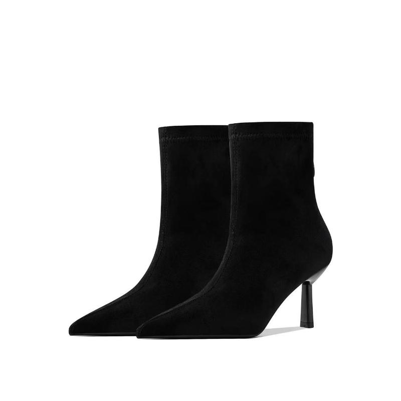 

2025 Новые Женские Ботильоны Высокого Качества с Острым Носком, Модные Ботинки на Тонком Каблуке на Молнии, Осенне-Зимние Короткие Ботильоны Челси 35 чёрный