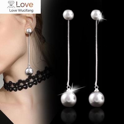 Vintage Gorgeous Gray Double Simulated Pearl Long Chain Drop Earrings Women Elegant Wedding Jewelry Zd1 Xs2