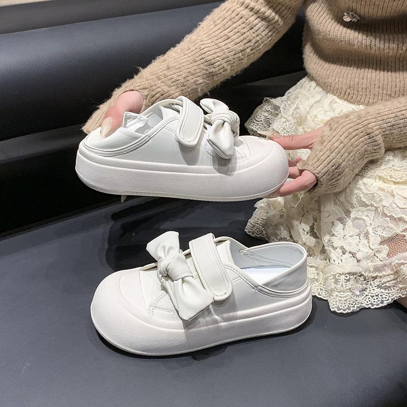 Little white shoes women's 2025 new spring and autumn women's popular thick-soled heightening skirt high-end versatile Velcro board shoes