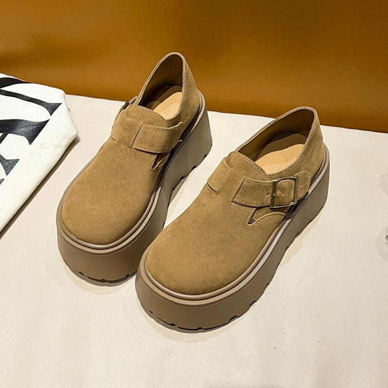 

Большеголовые уродливые милые ботинки Boken женские весенне-осенние новые на толстой подошве с увеличением роста маленькие ботинки Boken 40 хаки