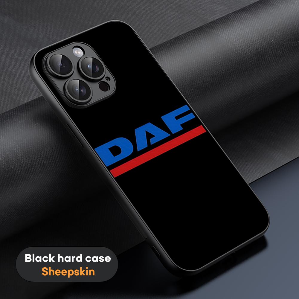 D-dafs Logo Car Logo Fashion Pattern Phone Case For iPhone 16 15 14 13 12 11 Plus Pro Max Limited Black Hard Case Sheepskin