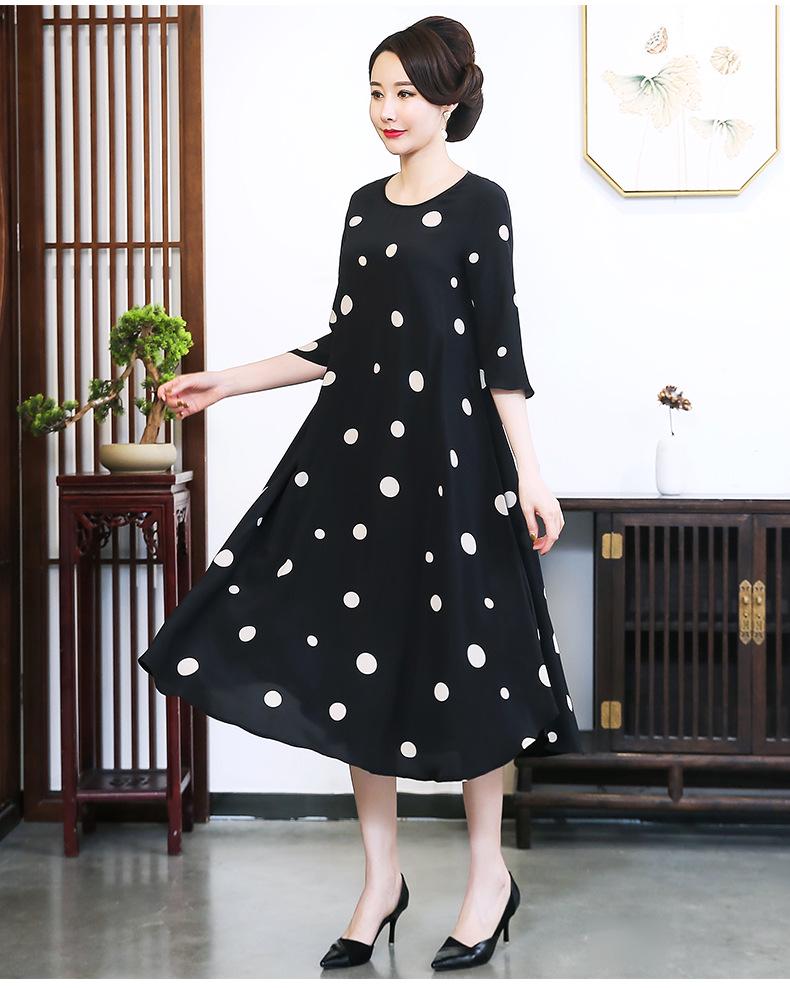 2023 New Women's Plus Size Polka Dot Mulberry Silk Dress - Celebrity Style & Elegant