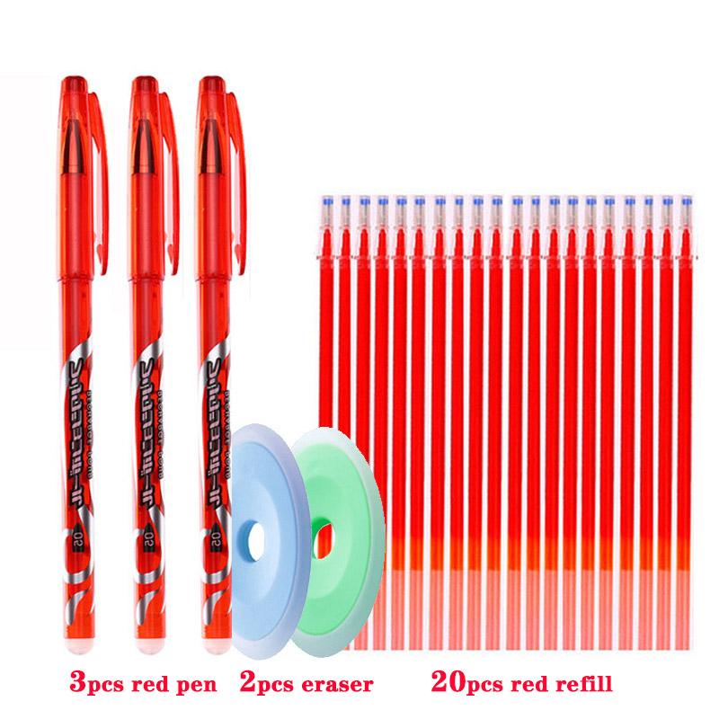 25pcs/lot Cartoon Bear Gel Pen Magic Erasable Pen Refills Rod 0.5mm Black Blue Ink for Office School Writing Supplies Kawaii Stationery
