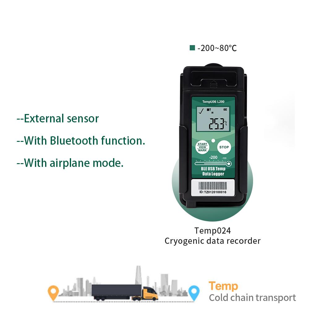 Bluetooth Temperature Datalogger USB Temp Recorder PDF Report Data Logger Ultra Low Temp Monitor Logger for Cold-chain Storage
