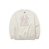 MLB New York Yankees, Basic Logo Thickened And Fleece Lined Crew Neck Pullover Sweatshirt Winter Unisex Ivory White 3AMTB0716-50CRS